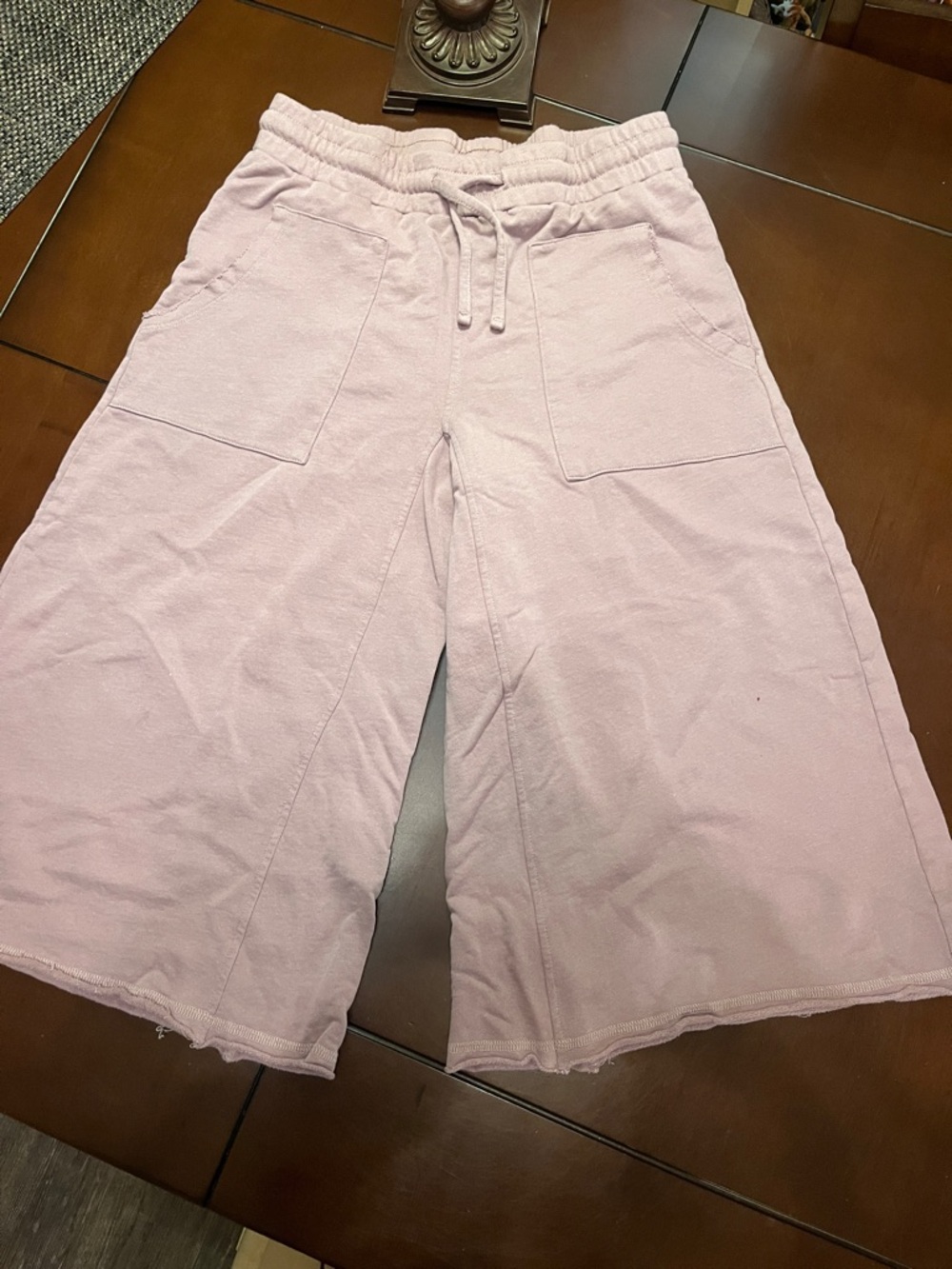 Wide Leg Drawstring sweatpants Pants in Light Pink icy zone